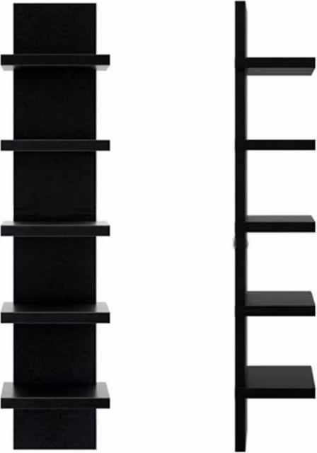 VOGREX 5 Tier Wall Mounted Floating Storage Shelf Unit in Matt Black – 1