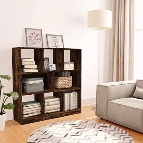 vidaXL Book Cabinet in Smoked Oak, W/D/H: 97.5 x 29.5 x 100 cm – 2