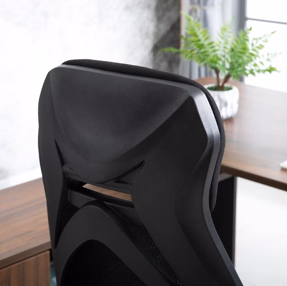 STILVORA Black Fabric Office Chair with Footrest, Headrest and Adjustable Height – 8