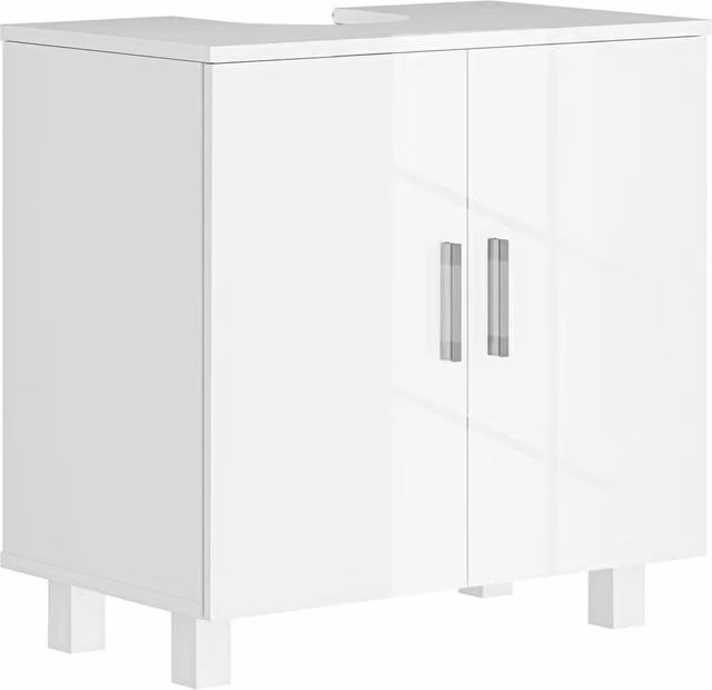 FORGEVIO White High Gloss Freestanding Under Sink Bathroom Cabinet