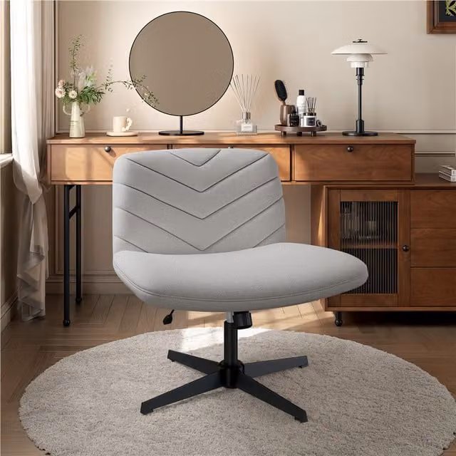 Yaheetech Modern Swivel Wide-Seat Task Chair for Home Office in Grey