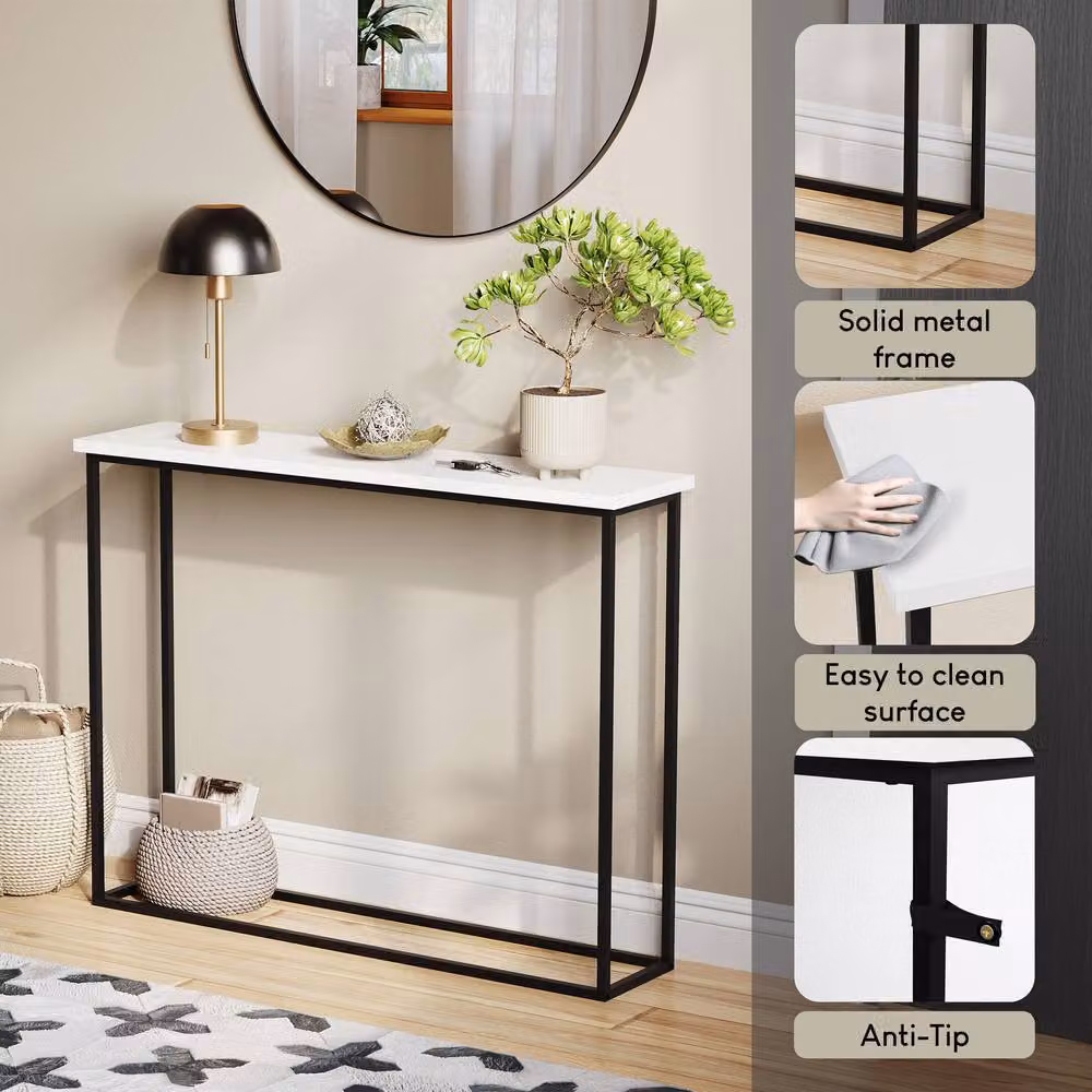 Vida Designs White Multi-purpose Console Table with Metal Legs – 3