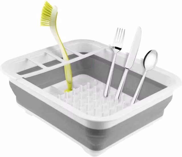 PAWNORA Large Collapsible Dish Drainer in Grey