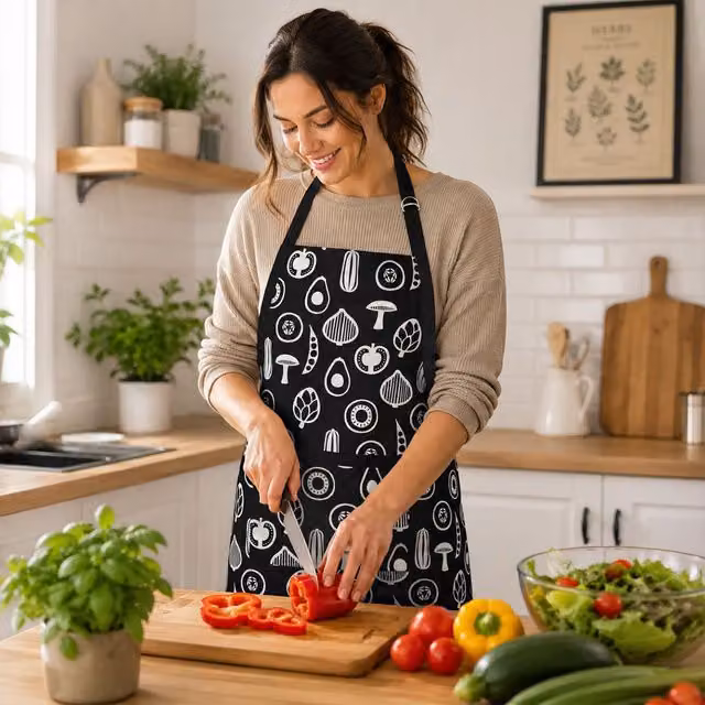 Orsina Besa Design Apron in Black and White – 2