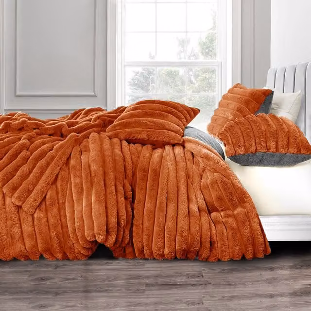 Velosso Plain Orange Winter Bedding Set, 180 x 200 cm