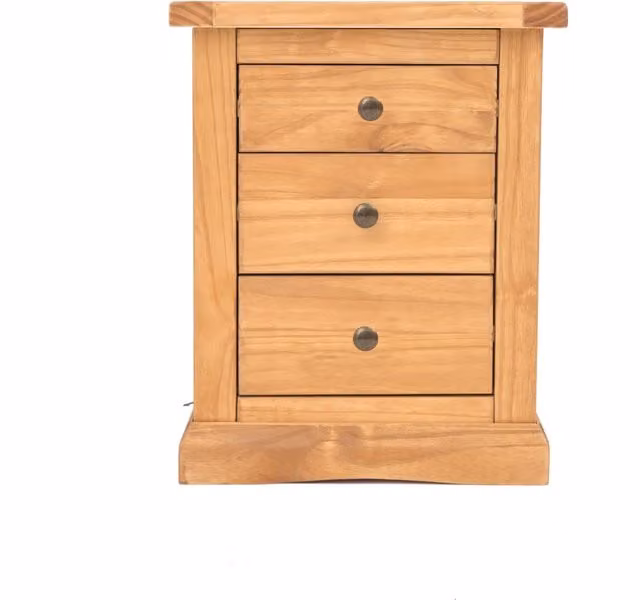 Cabinet Bits Lucca 3 Drawer Bedside Cabinet in Brown with Gold Details