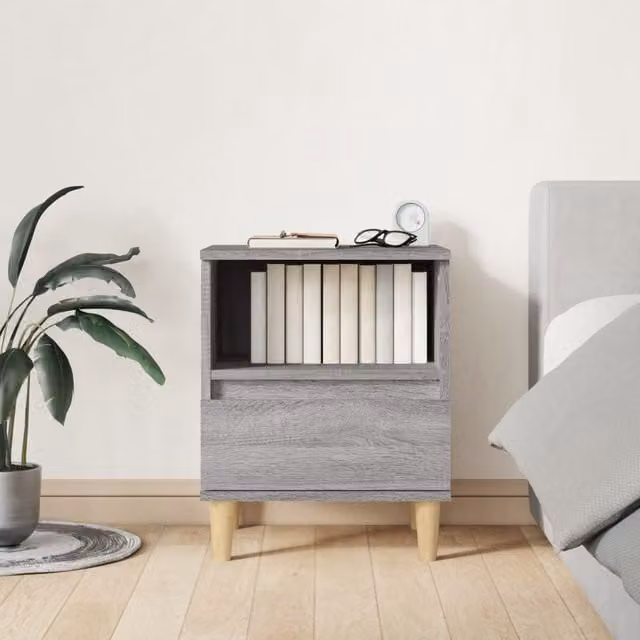 Berkfield Home Bedside Cabinet in Grey Sonoma, W: 40 cm, D: 35 cm, H: 50 cm – 1