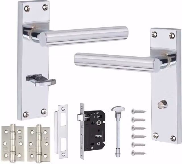 Golden Grace Chrome Bathroom Door Handle Set