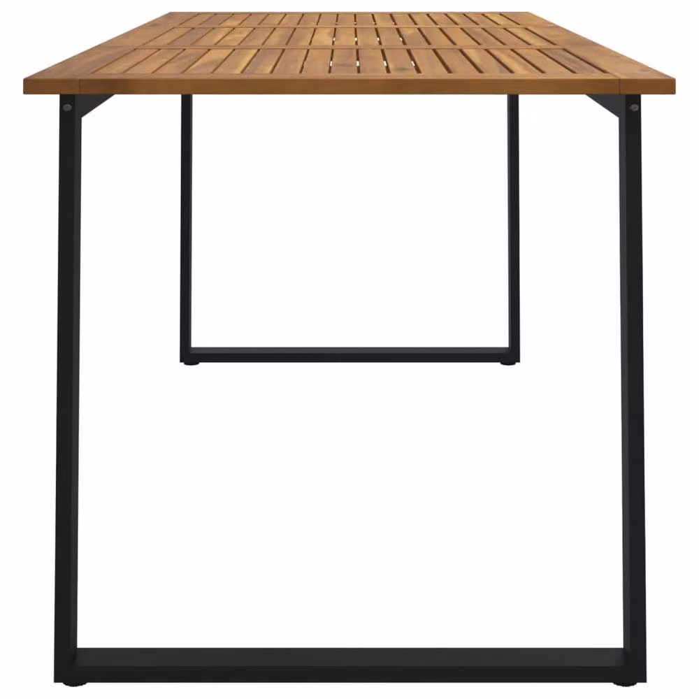 Berkfield Home Brown Acacia Wood Garden Table with U-shaped Legs W: 160 cm, D: 80 cm, H: 75 cm – 2