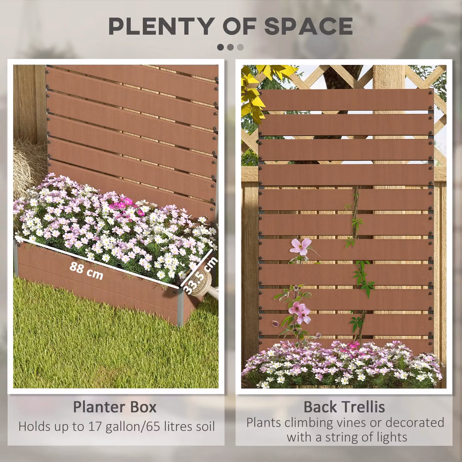 OUTSUNNY Raised Garden Bed with Trellis Standing Patio Planter Box in Brown – 4