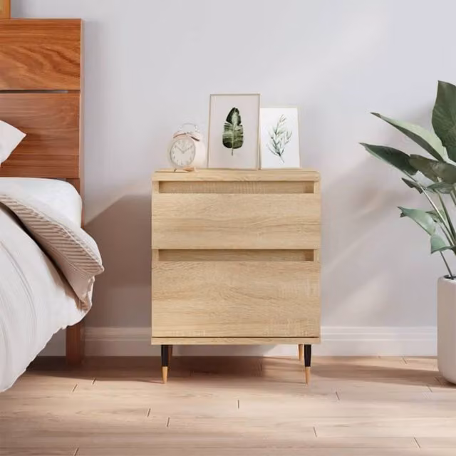 Berkfield Home Sonoma Oak Bedside Cabinet in Brown, W/D/H: 40 x 35 x 50 cm