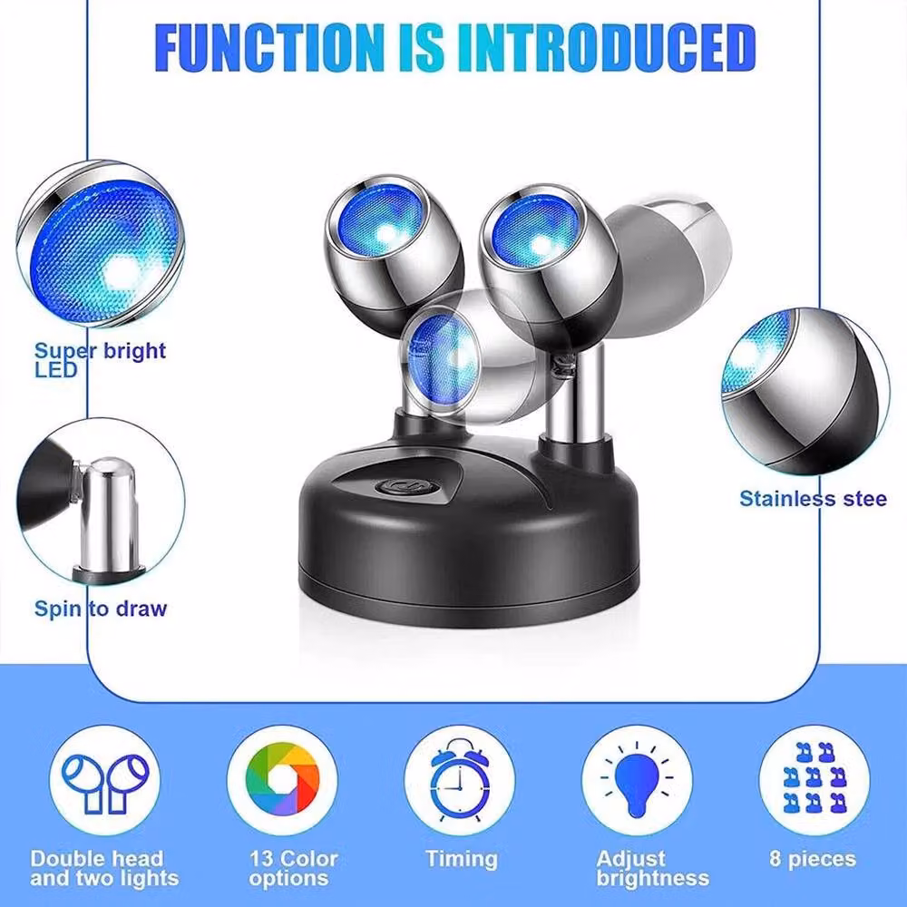 FORGEVIO 2-Piece Wireless RGB Colour Changing 2-Head LED Spotlight Set in Black – 4