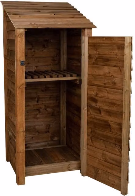 Arbor Garden Solutions Rustic Brown Wooden Pent Garden Tool Store with Shelving, Height: 180 cm