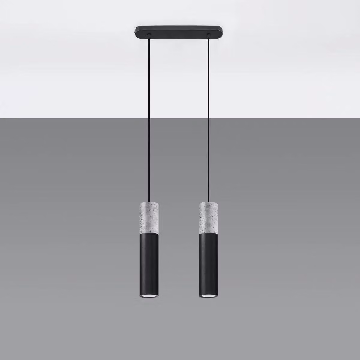Sollux Lighting Modern Black Pendant Lamp with 2 Lights, W/D/H: 90 x 30 x 6 cm – 2