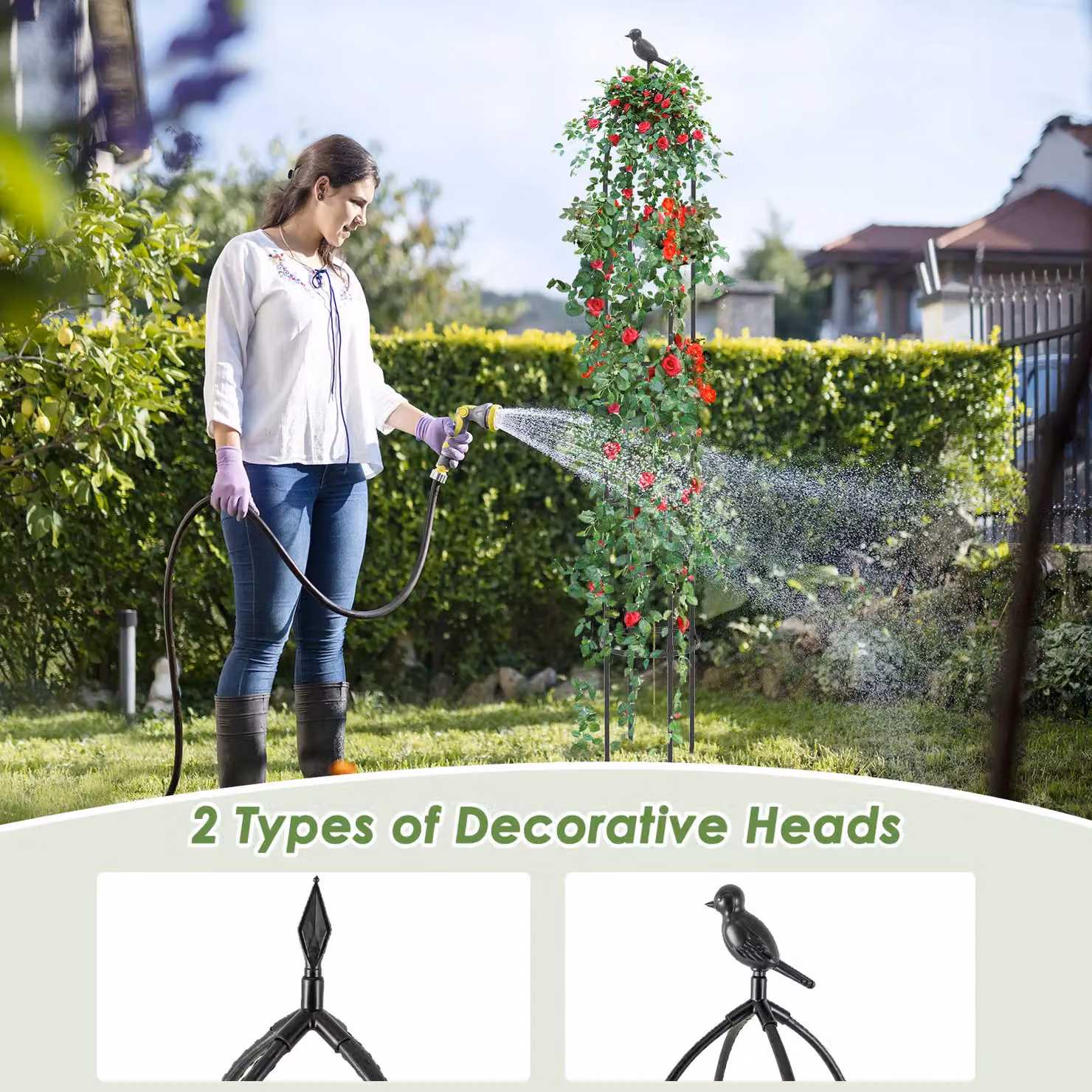 Costway 2-Pack Metal Obelisk Garden Trellis Supports in Black, Height: 197 cm – 6