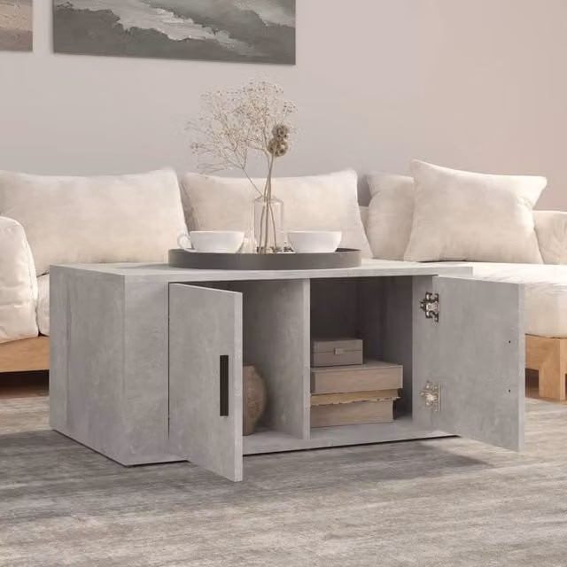 Berkfield Home Modern Rectangular Coffee Table in Concrete Grey, W/D/H: 80 x 50 x 36 cm – 1