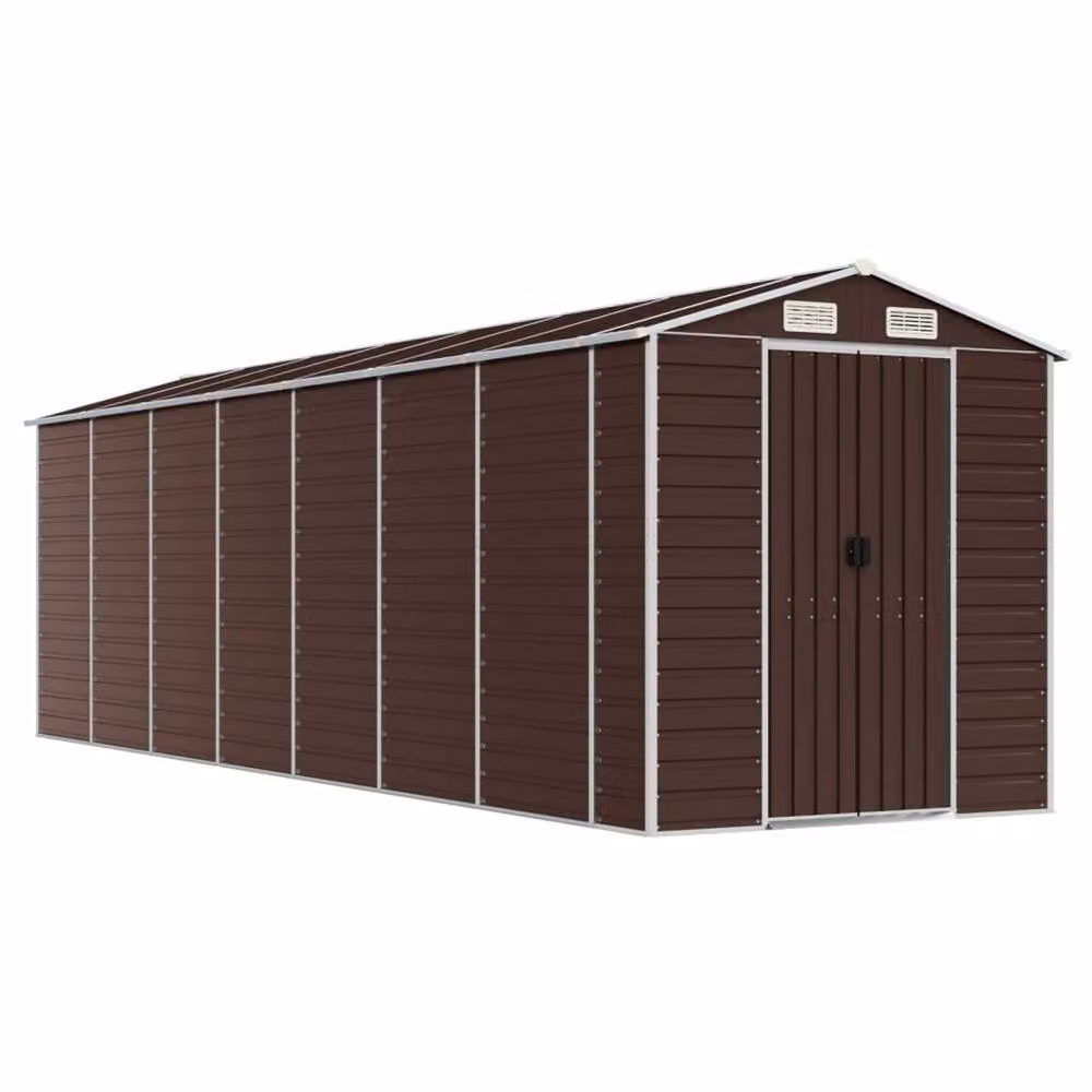 Berkfield Home Brown Galvanised Steel Gable Garden Shed W/D/H: 191 x 640 x 198 cm – 3