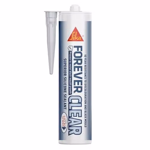 Sika Forever Clear Mould Resistant Silicone Sealant, Transparent or White, 295ml