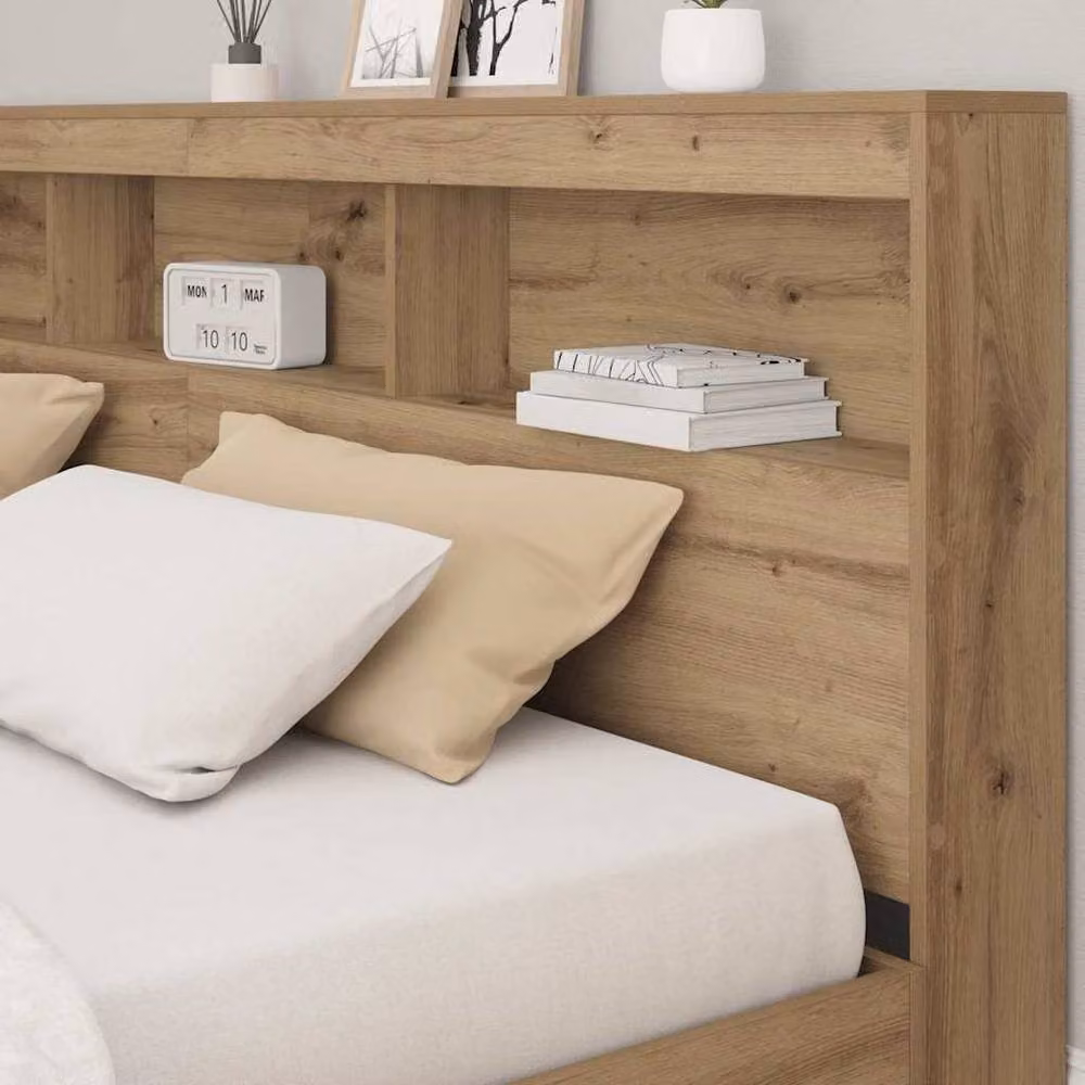 Berkfield Home Artisan Oak Storage Headboard with Shelf, Brown, Width: 180 cm – 3