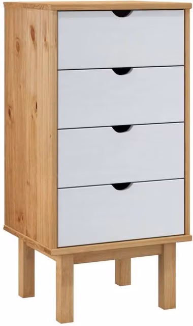 Berkfield Home OTTA Drawer Cabinet in Brown and White Solid Pine Wood, W/D/H: 45 x 39 x 90 cm – 1