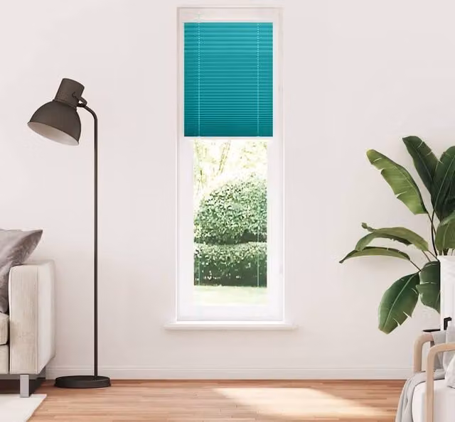 Berkfield Home Single Pleat Petrol Green Polyester Blind, W: 64.4 cm, H: 200 cm
