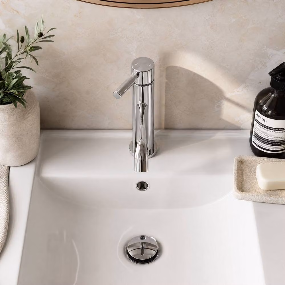 Balterley Tec Mono Basin Mixer Tap with Pop-Up Waste and Single Lever in Chrome Silver – 3