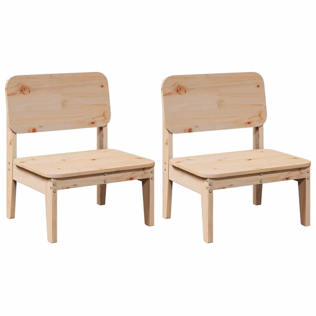 Berkfield Home Set of 2 Rustic Brown Solid Pine Garden Chairs, W: 60 cm, D: 52.5 cm, H: 72 cm – 2