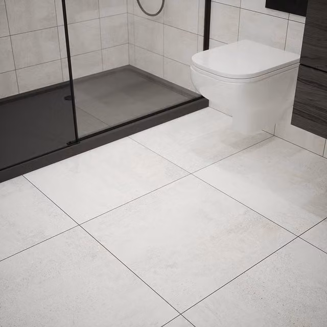 Pack of 4 Johnson Tiles White Matt Porcelain Stoneware Concrete Effect Floor Tiles