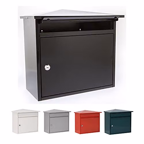 Burg-Wächter MB15BK Mersey Large Wall Mounted Galvanised Steel Post Box, Black, W/D/H: 36 x 35 x 20 cm – 3