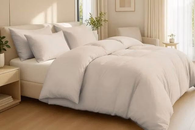 Pamposh Premium Egyptian Cotton Reversible Duvet Cover and Pillowcase Set in Taupe, Double (140 x 200 cm)