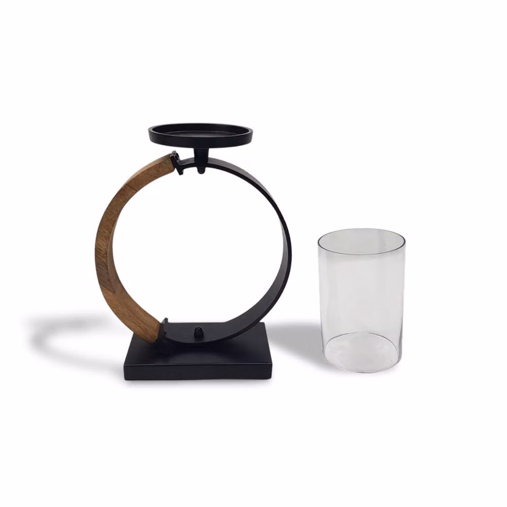 Elm Home And Garden Modern Loop Candle Holder Lantern Ornament in Black – 2