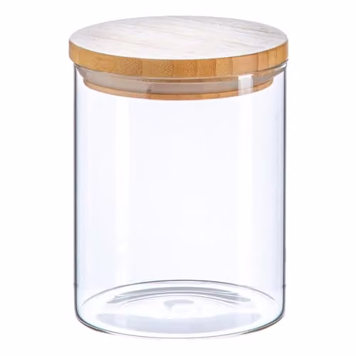 Argon Tableware Scandi Airtight Glass Storage Jar with Wooden Lid, 0.75 l, Transparent – 1