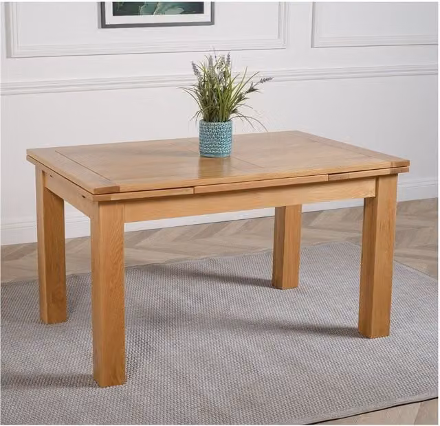 Thats Furniture Richmond Oak Extending Dining Table and 8 Berkeley Leather Chairs, Brown