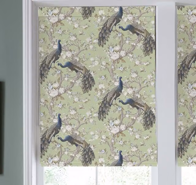 Laura Ashley Belvedere Made to Measure Blackout Roman Blind in Hedgerow Green Floral Design