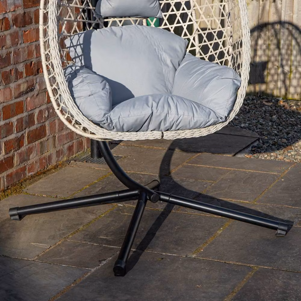 Samuel Alexander Cool Grey Hanging Rattan Egg Chair with Steel Frame and Waterproof Cover – 3