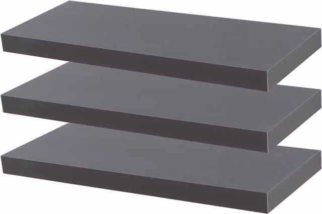 Harbour Housewares Modern Floating Wall-Mounted Shelves in Grey