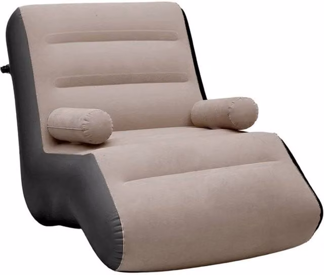 NESTLUNE Inflatable Coffee Chair Sofa with Flocked Finish in Tan, Sand or Beige, W: 100 cm, H: 15 cm, D: 15 cm – 1
