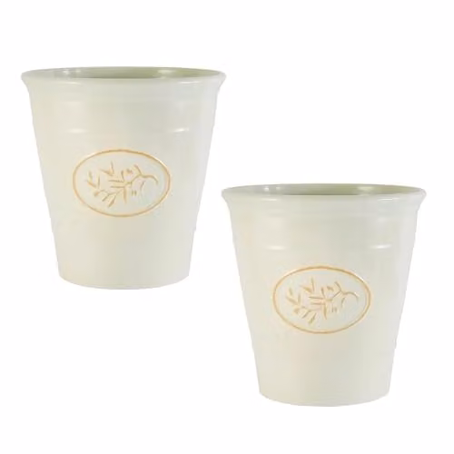 Gainsborough Set of 2 Ornamental Ceramic Style Planter Tubs in White and Beige, Height: 30 cm, Width: 30 cm, Depth: 30 cm