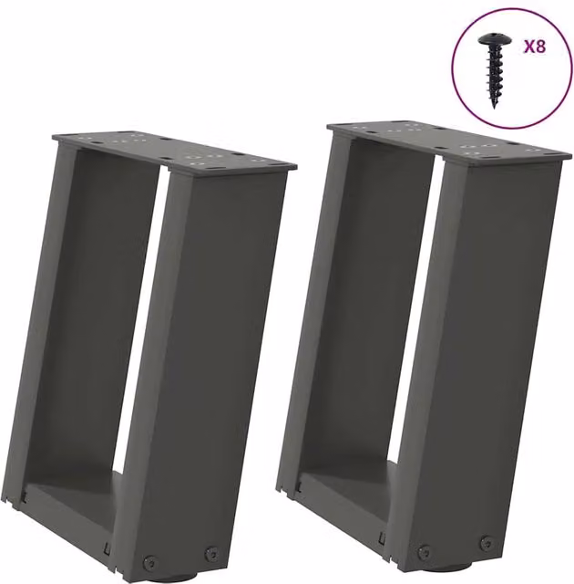 Berkfield Home U-Shaped Steel Coffee Table Legs, 2 Pieces, Anthracite Black, W/D/H: 30 x 30 x 30 cm – 1