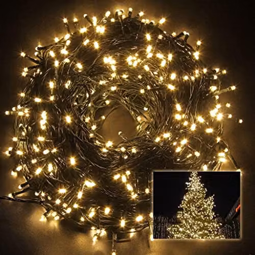 Shatchi 200 LED Warm White Fairy String Lights with Green Cable and Auto Timer – 2