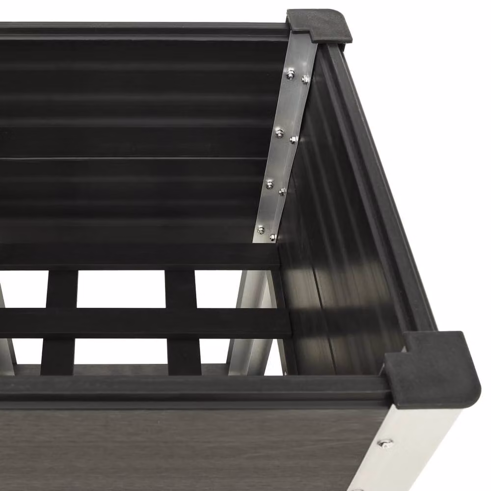 Berkfield Home Garden Grey WPC Raised Bed with Shelf, W/D/H: 50 x 50 x 90 cm – 3