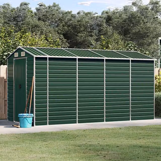 Berkfield Home Green Galvanised Steel Pent Garden Shed W/D/H: 191 x 385 x 198 cm – 1