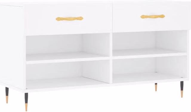 Berkfield Home White Shoe Bench W/D/H: 102 x 35 x 55 cm