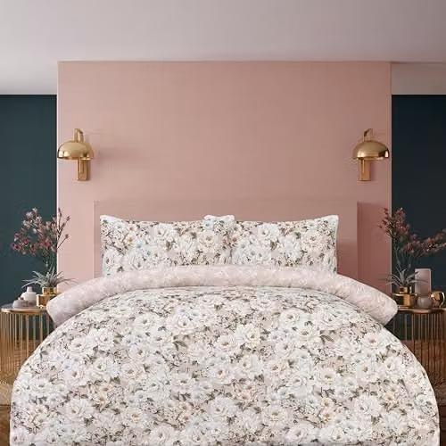 Smart Living Reversible Elegant Blooms Floral Bedding Set in Pink and Green, 2 Pieces, W/D/H: 135 x 200 cm