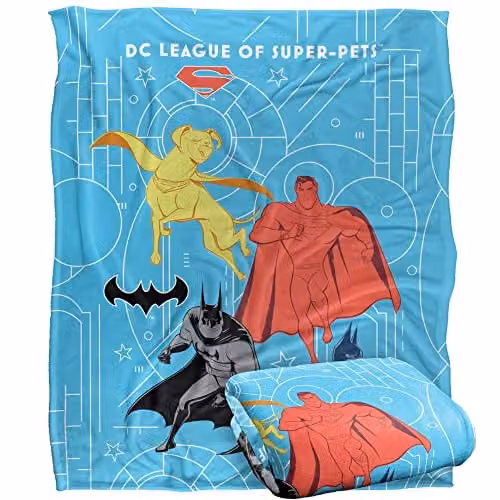 LOGOVISION DC League of Super Pets Super Soft Fleece Throw Blanket, Multicolour, W/D/H: 152 x 127 cm