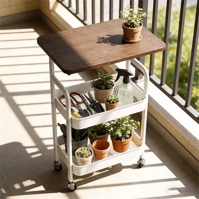 Nordara 3-Tier Rolling Storage Trolley Cart in White