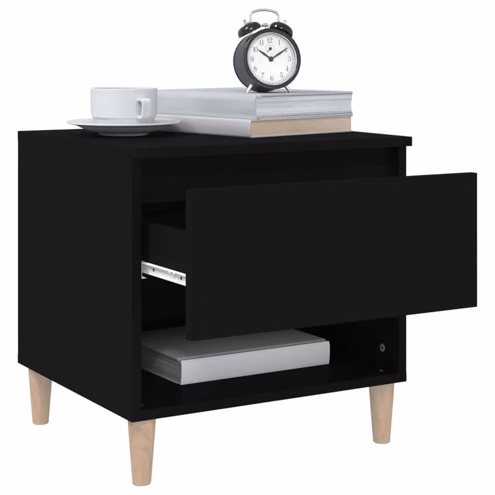 Berkfield Home Set of 2 Black Engineered Wood Bedside Tables W/D/H: 50 x 46 x 50 cm – 3