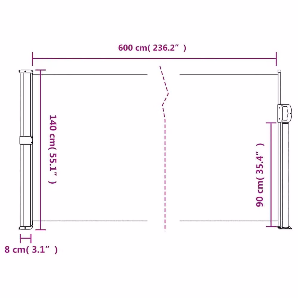 Berkfield Home Retractable Single Side Awning in Beige, W: 600 cm, H: 140 cm – 5