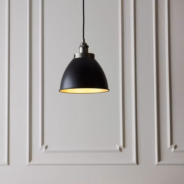Netlighting Franklin Single Pendant Ceiling Lamp in Aged Pewter and Matt Black with Grey Details