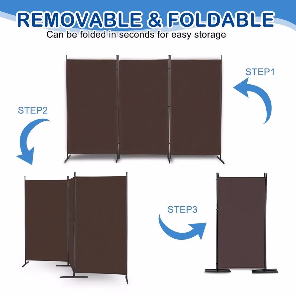 Kelvenix 3 Panel Folding Room Divider in Brown – 4